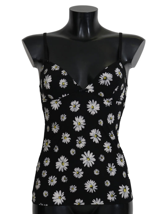 Black Daisy Print Dress Lingerie Chemisole - coffeewithmee2Dolce & GabbanaP1593S