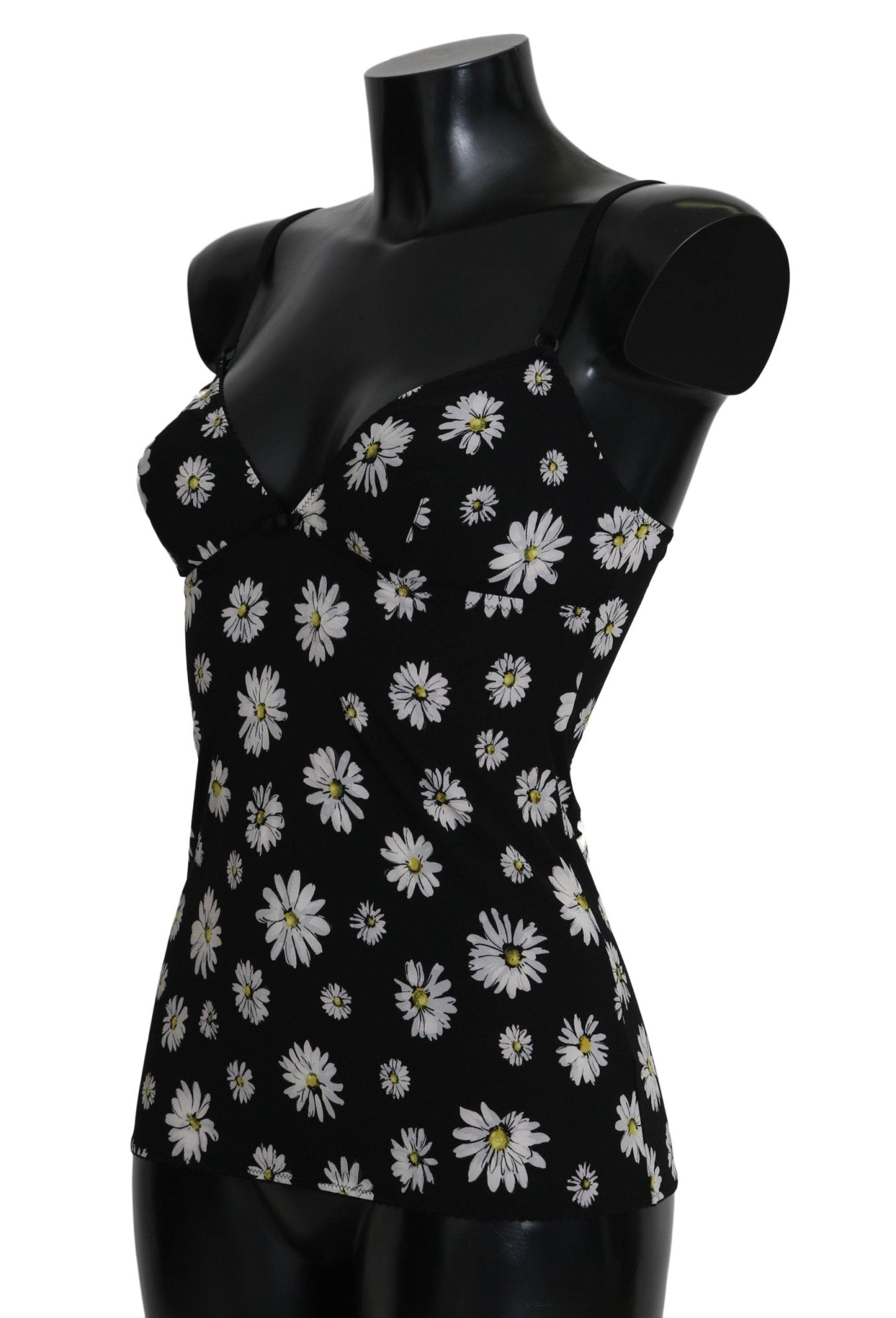 Black Daisy Print Dress Lingerie Chemisole - coffeewithmee2Dolce & GabbanaP1593S