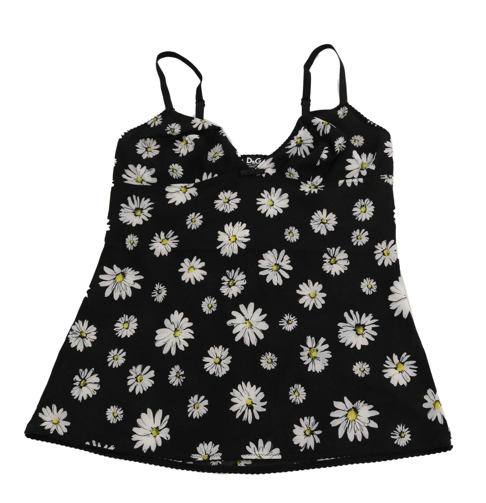 Black Daisy Print Dress Lingerie Chemisole - coffeewithmee2Dolce & GabbanaP1593S