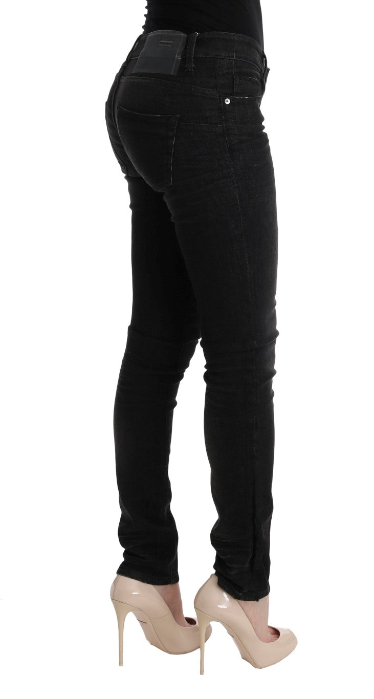 Black Denim Cotton Bottoms Slim Fit Jeans - coffeewithmee2AchtP1955S