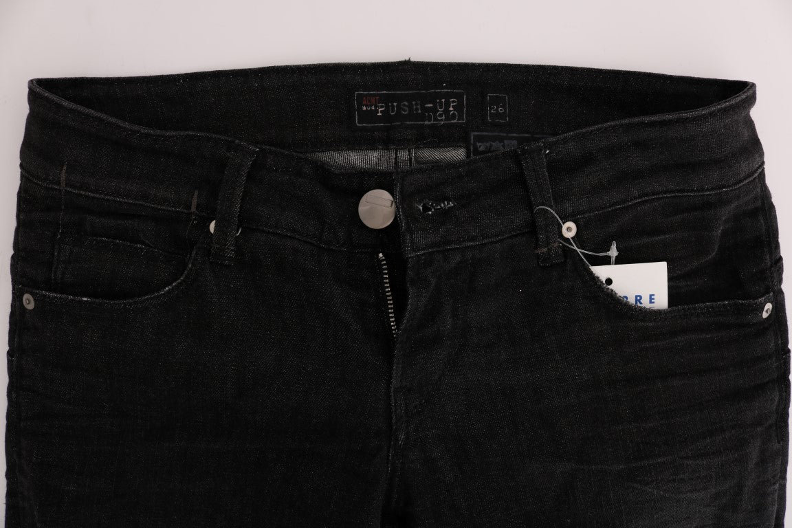Black Denim Cotton Bottoms Slim Fit Jeans - coffeewithmee2AchtP1955S