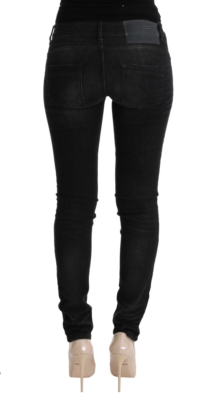 Black Denim Cotton Bottoms Slim Fit Jeans - coffeewithmee2AchtP1955S