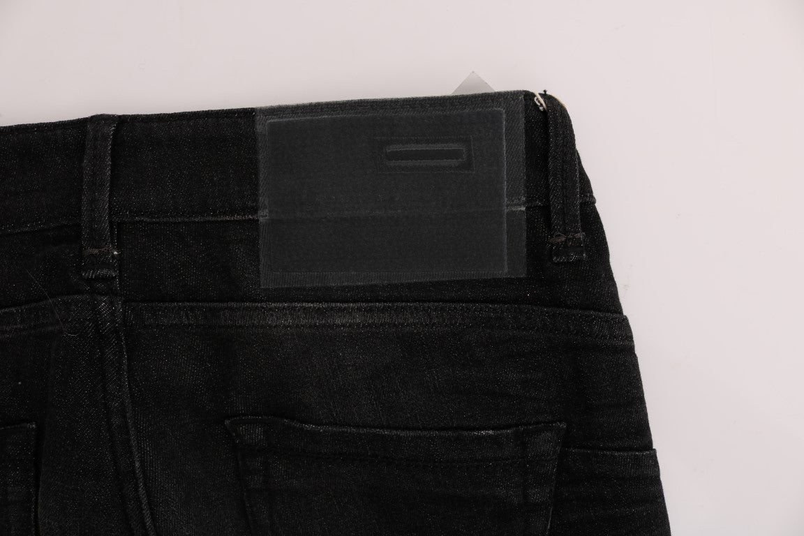 Black Denim Cotton Bottoms Slim Fit Jeans - coffeewithmee2AchtP1955S