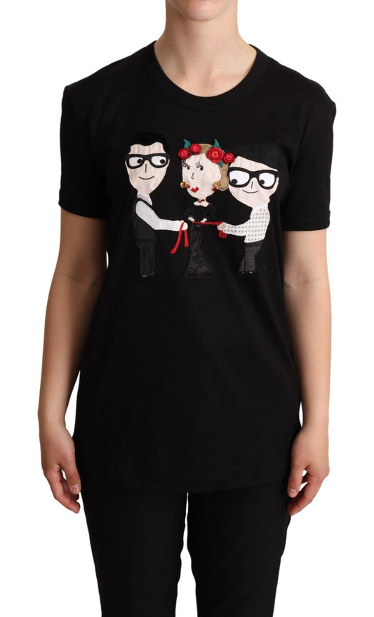 Black #dgfamily Cotton Crewneck T-shirt - coffeewithmee2Dolce & GabbanaP5201S