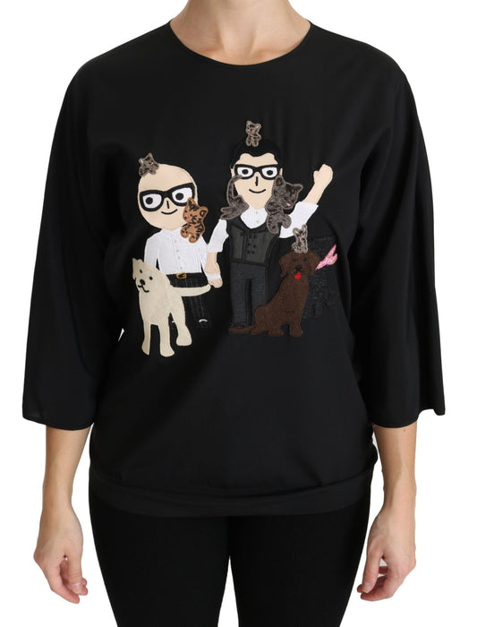 Black #dgfamily Top T-shirt Silk Blouse - coffeewithmee2Dolce & GabbanaP2737S