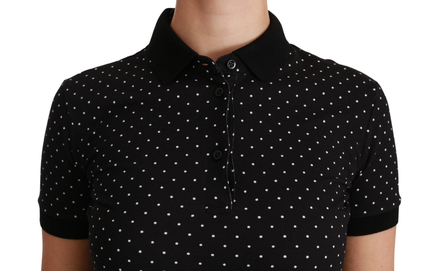 Black Dotted Collared Polo Shirt Cotton Top - coffeewithmee2Dolce & GabbanaP2794S