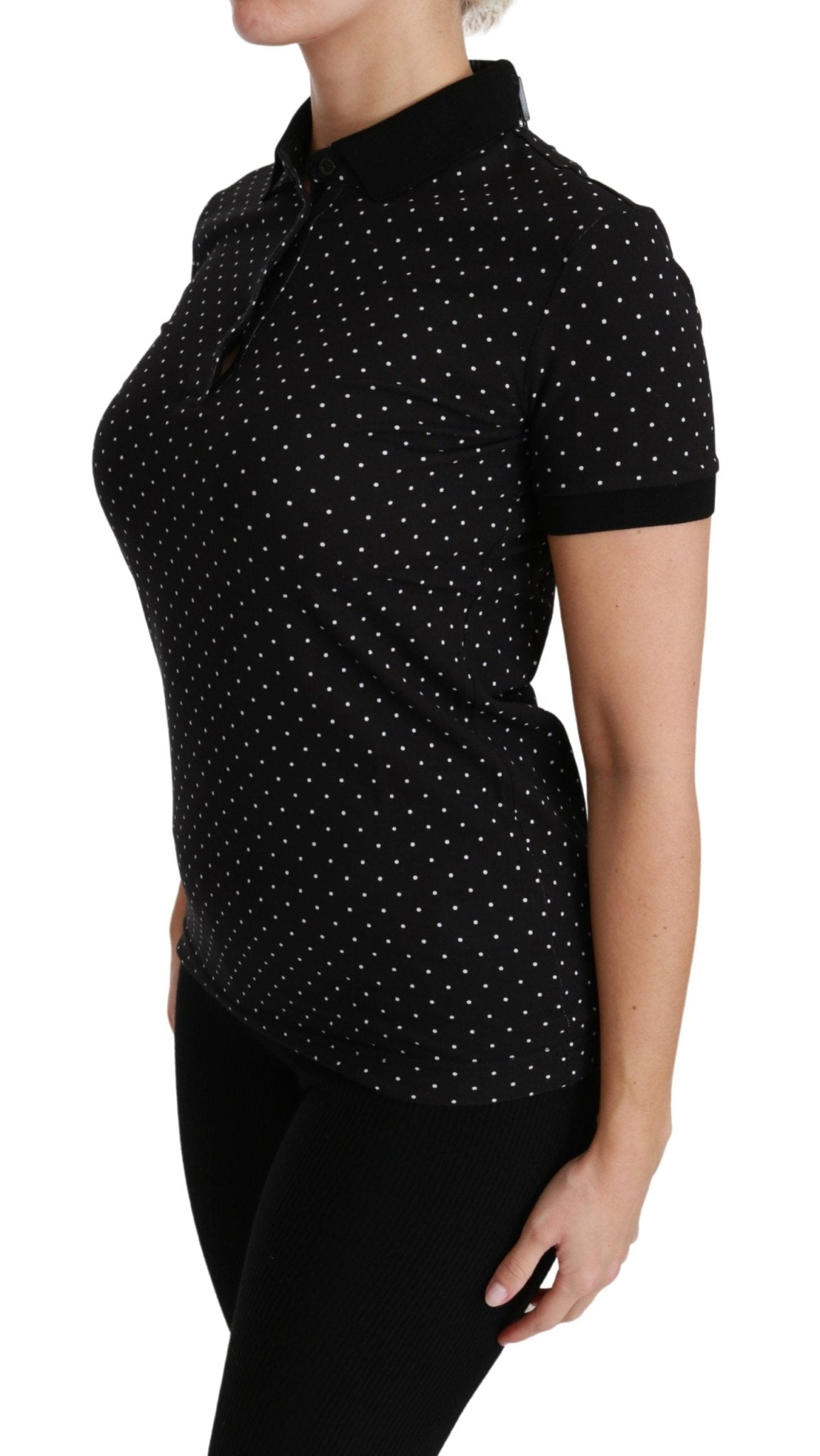 Black Dotted Collared Polo Shirt Cotton Top - coffeewithmee2Dolce & GabbanaP2794S