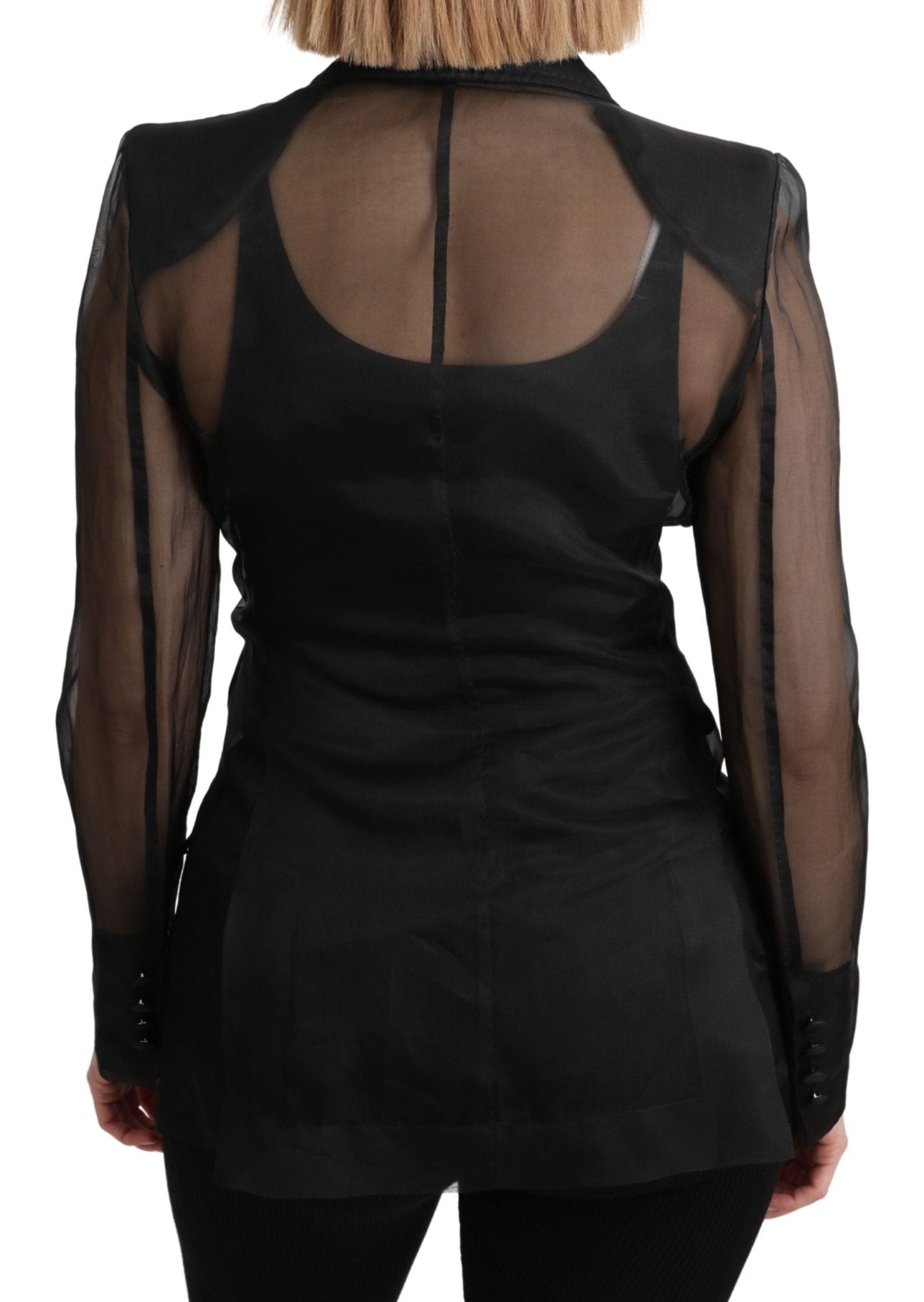 Black Double Breasted Blazer 100% Silk Jacket - coffeewithmee2Dolce & GabbanaP3309S