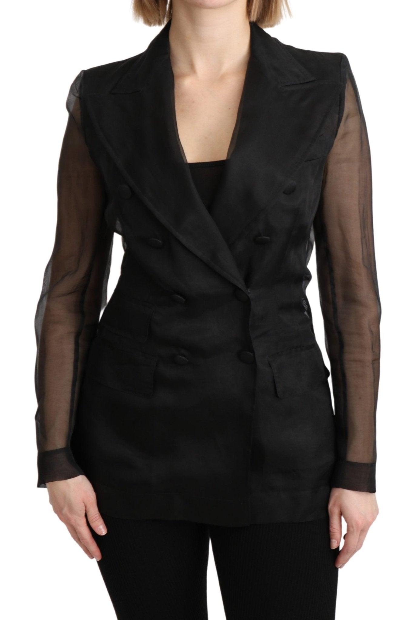 Black Double Breasted Blazer 100% Silk Jacket - coffeewithmee2Dolce & GabbanaP3309S