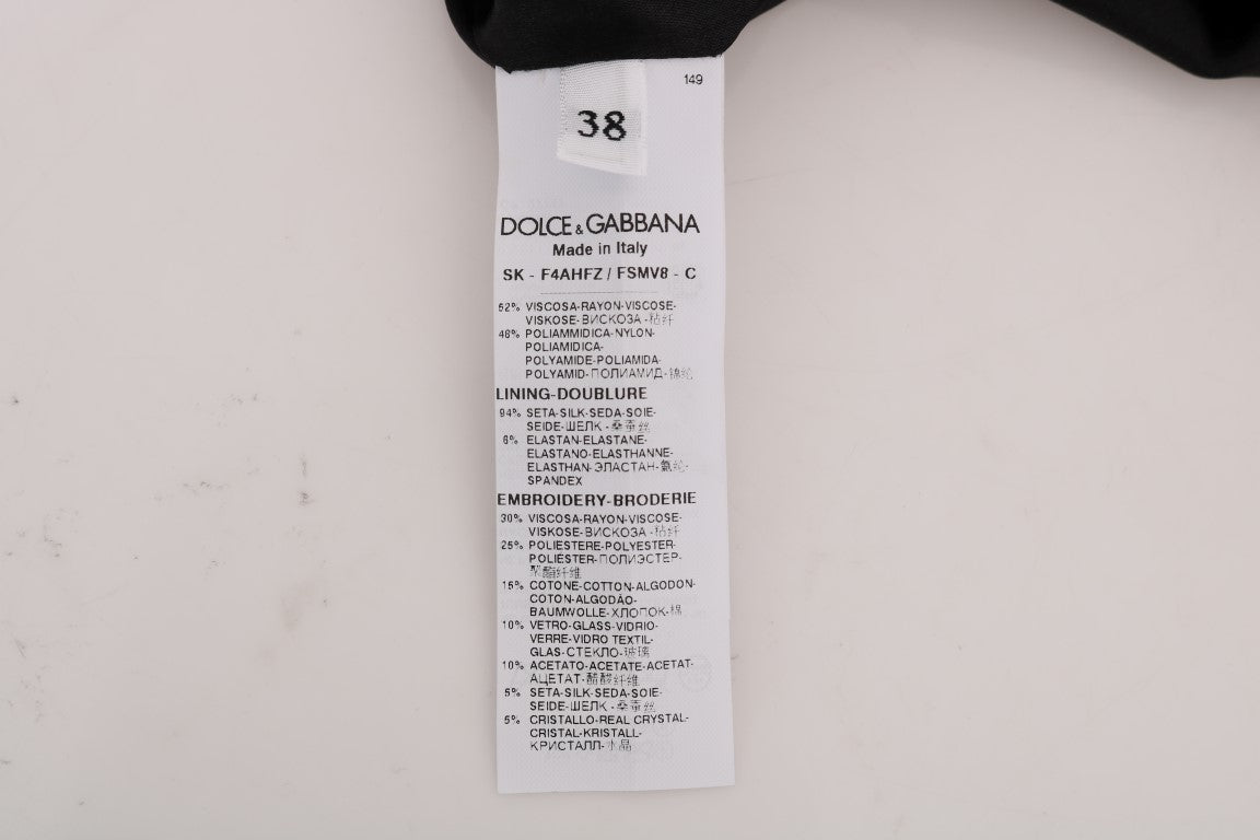 Black Embellished Daisy Brocade Skirt - coffeewithmee2Dolce & GabbanaP2148S