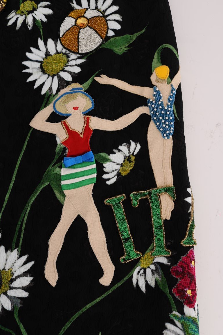 Black Embellished Daisy Brocade Skirt - coffeewithmee2Dolce & GabbanaP2148S