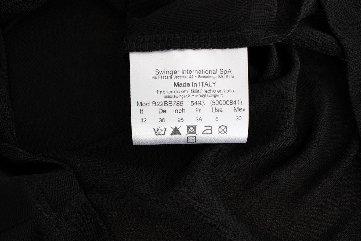 Black Embellished Jersey Mini Sheath Short Dress - coffeewithmee2RoccobaroccoP1097S