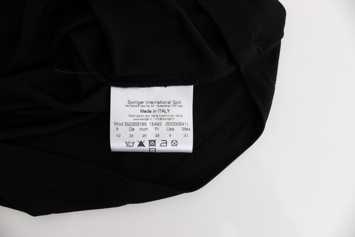 Black Embellished Jersey Mini Sheath Short Dress - coffeewithmee2RoccobaroccoP1099S