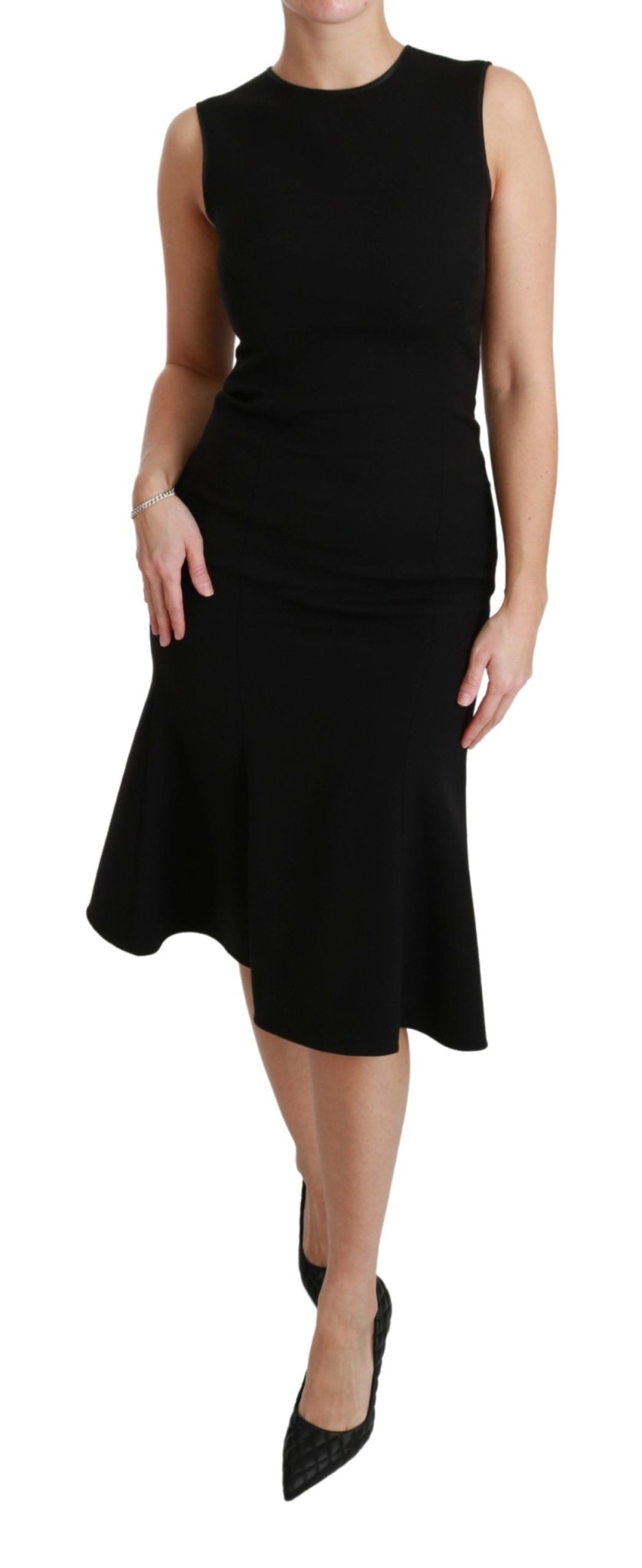 Black Fit Flare Wool Stretch Sheath Dress - coffeewithmee2Dolce & GabbanaP2900S