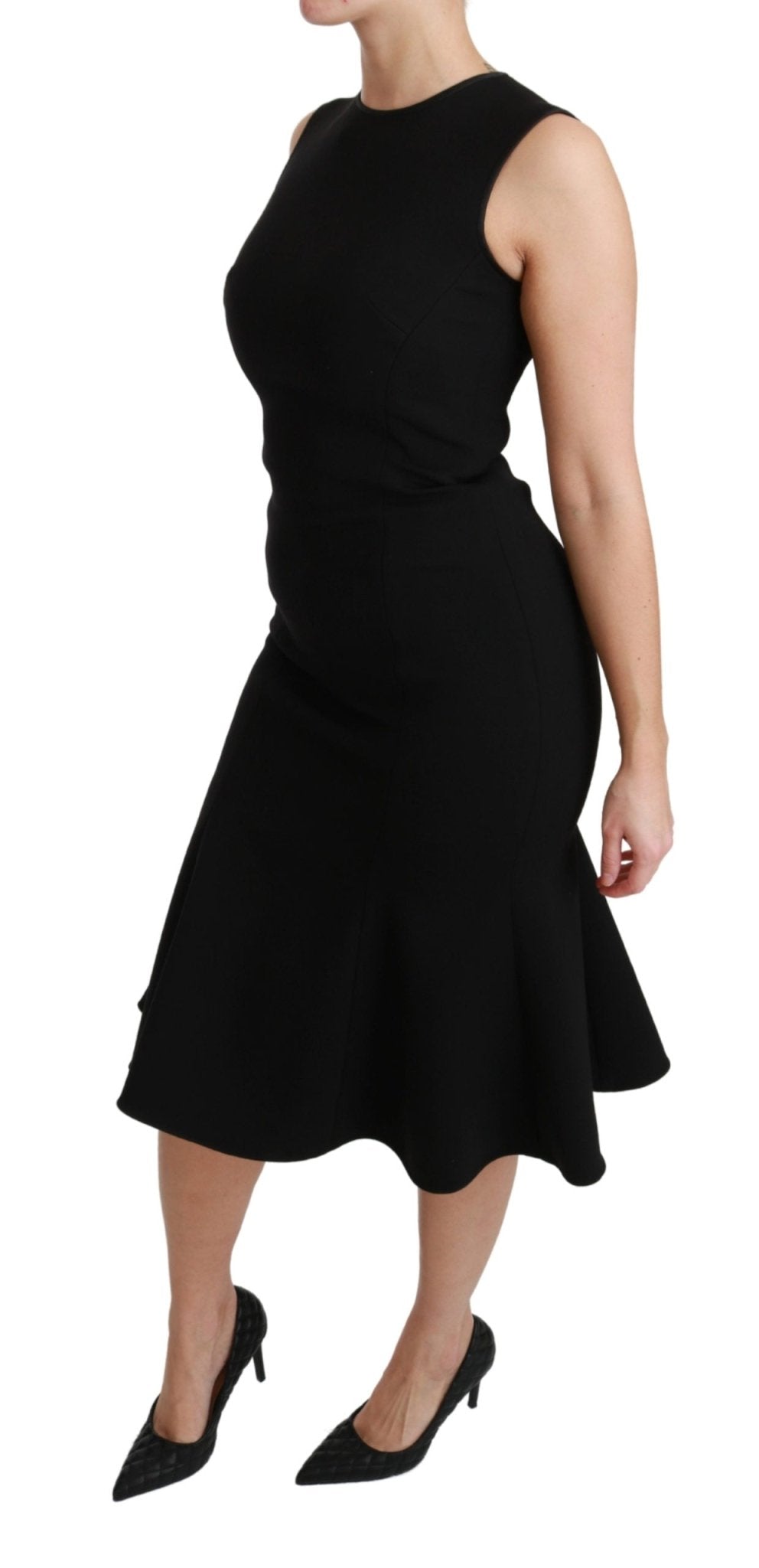 Black Fit Flare Wool Stretch Sheath Dress - coffeewithmee2Dolce & GabbanaP2900S