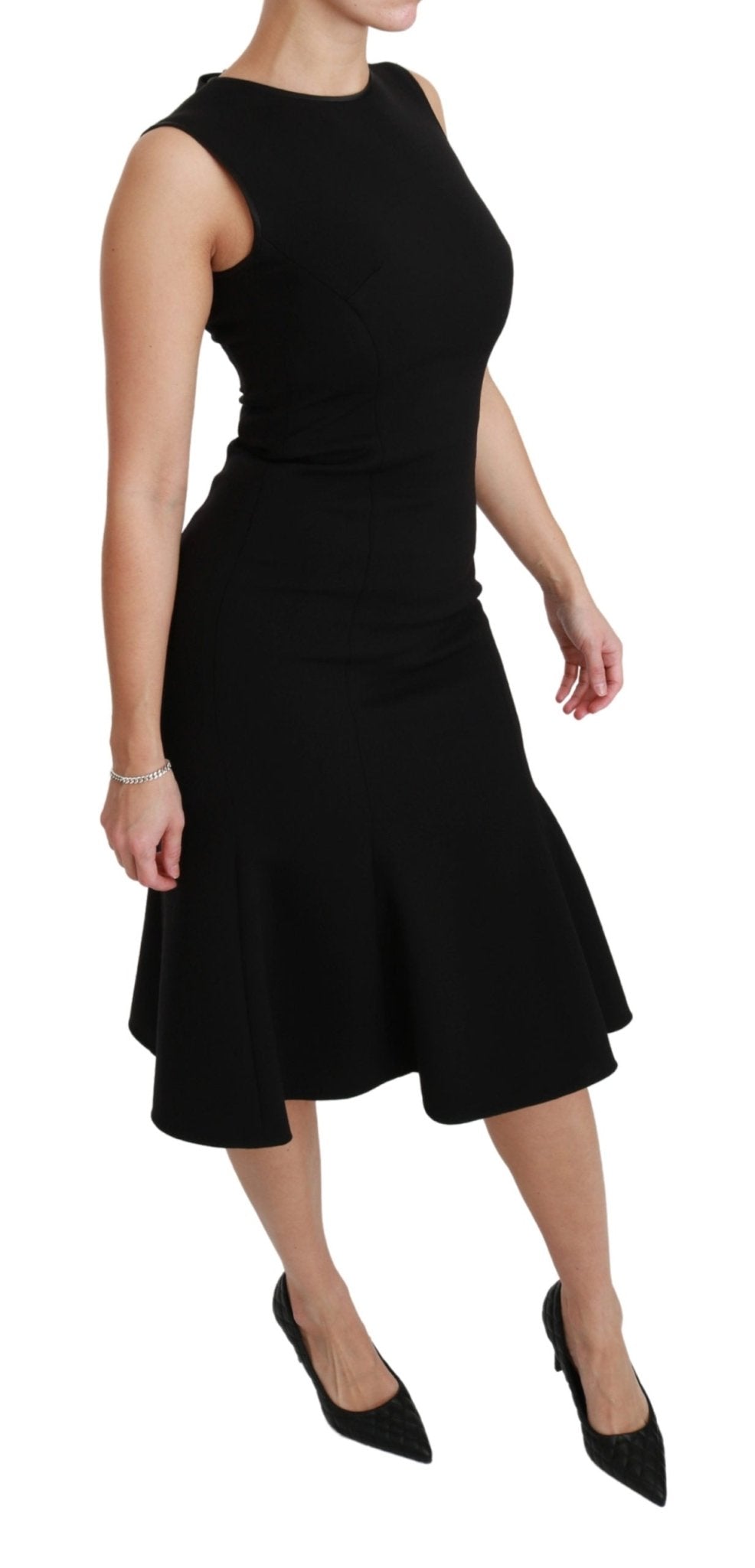 Black Fit Flare Wool Stretch Sheath Dress - coffeewithmee2Dolce & GabbanaP2900S