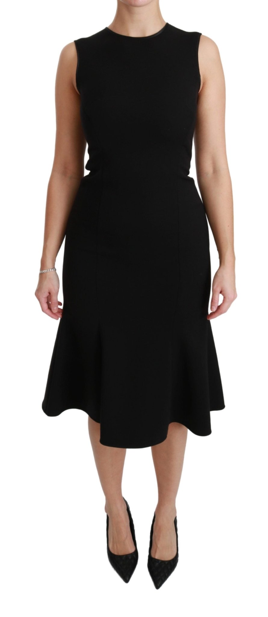 Black Fit Flare Wool Stretch Sheath Dress - coffeewithmee2Dolce & GabbanaP2900S