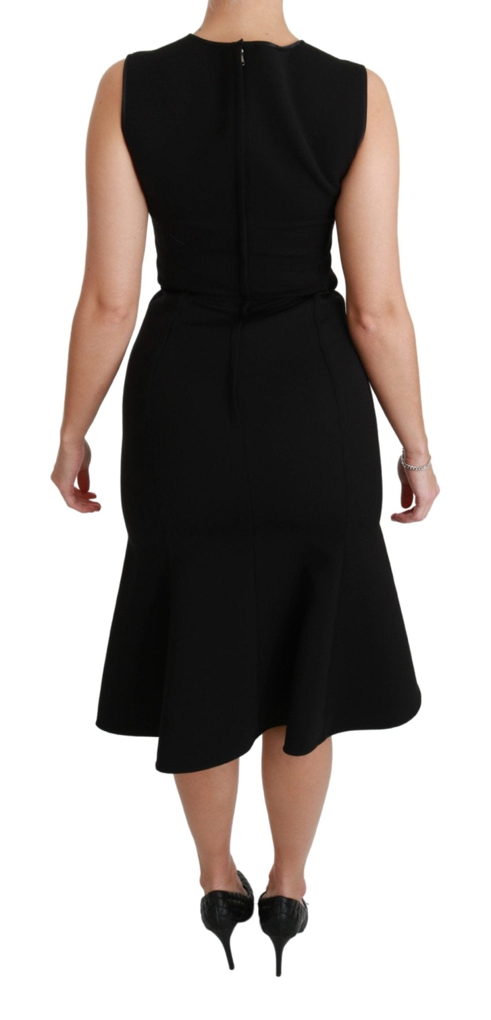 Black Fit Flare Wool Stretch Sheath Dress - coffeewithmee2Dolce & GabbanaP2900S