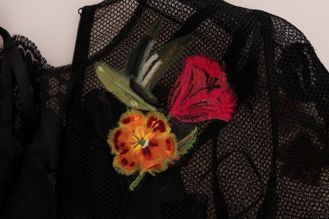 Black Floral Appliqué A-line Dress - coffeewithmee2Dolce & GabbanaP2226S