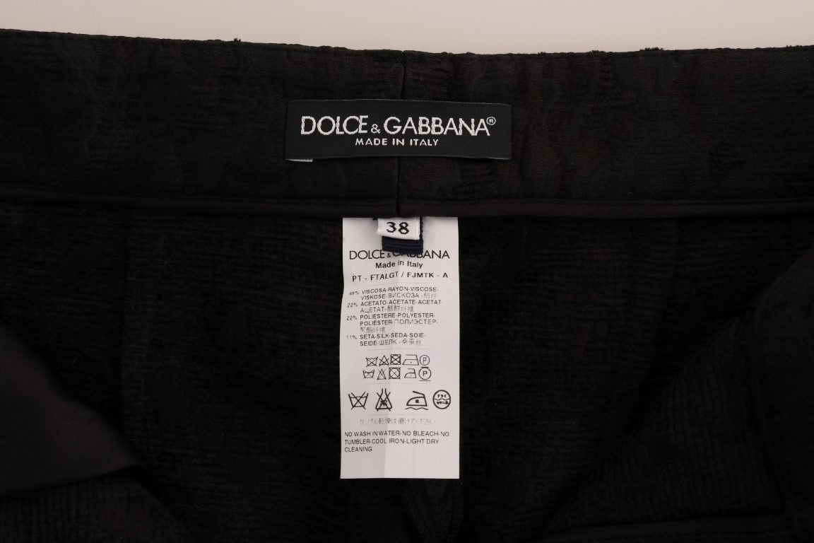 Black Floral Brocade Capri Pants - coffeewithmee2Dolce & GabbanaP2160S
