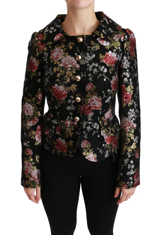 Black Floral Brocade Coat Blazer Jacket - coffeewithmee2Dolce & GabbanaP2978S