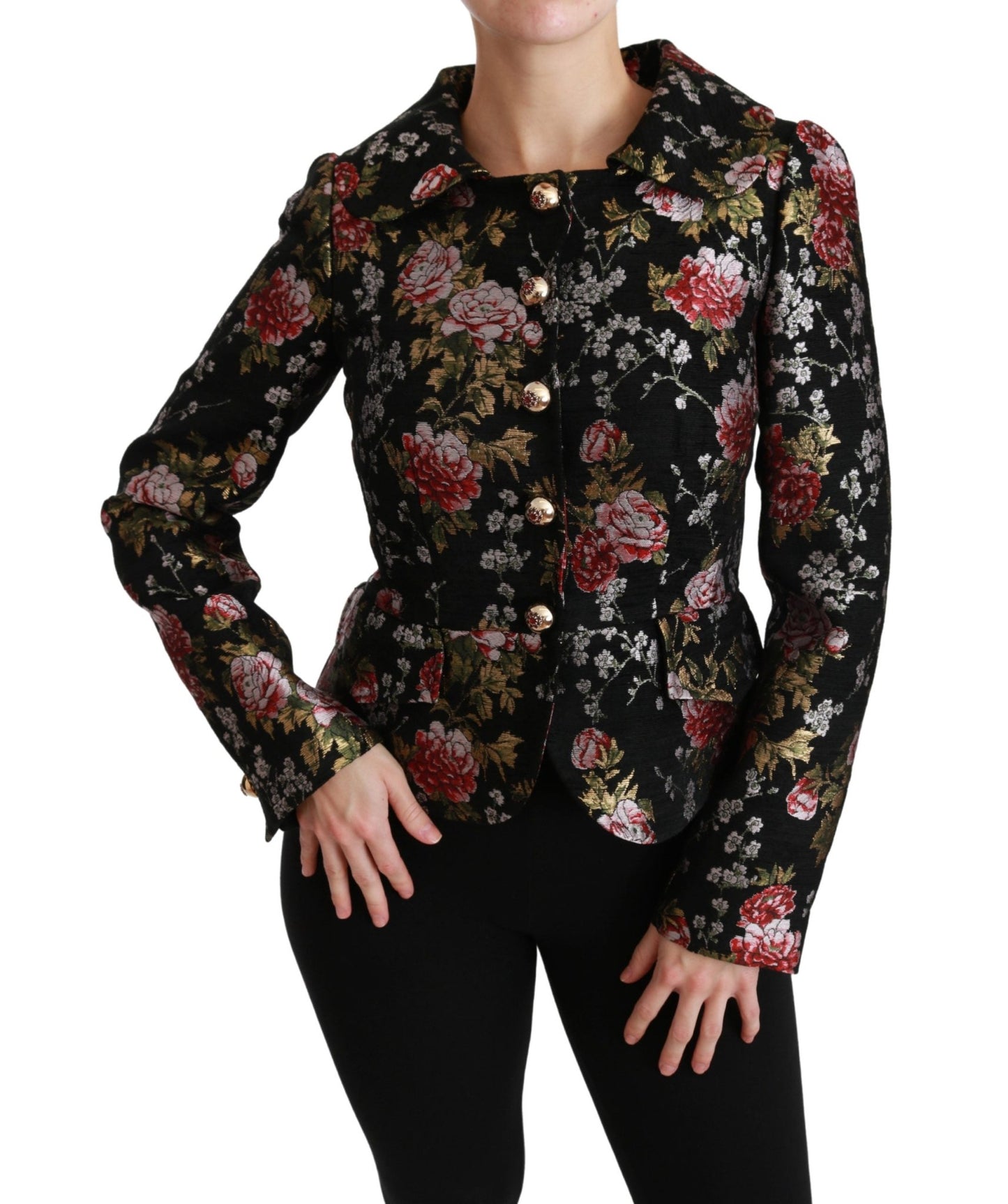 Black Floral Brocade Coat Blazer Jacket - coffeewithmee2Dolce & GabbanaP2978S