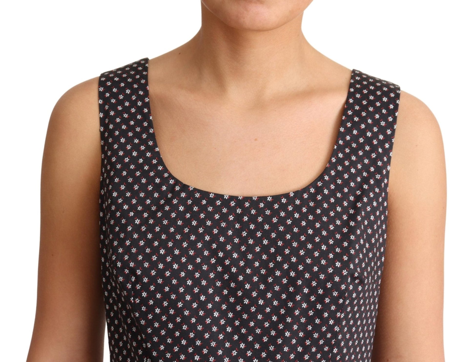 Black Floral Cotton A-Line Stretch Dress - coffeewithmee2Dolce & GabbanaP4195S