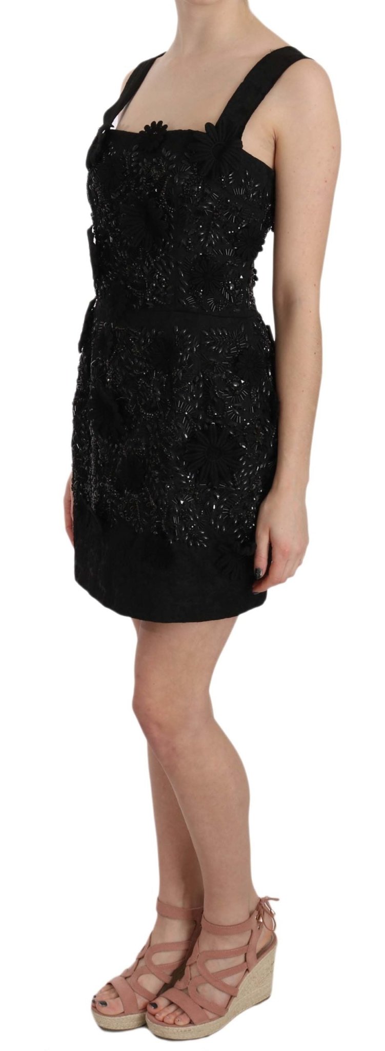 Black Floral Crystal Brocade Shift Dress - coffeewithmee2Dolce & GabbanaP2399S