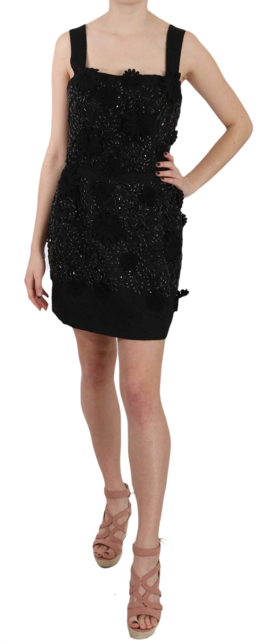 Black Floral Crystal Brocade Shift Dress - coffeewithmee2Dolce & GabbanaP2399S