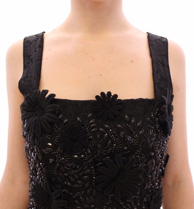 Black floral crystal embedded dress - coffeewithmee2Dolce & GabbanaP0638S