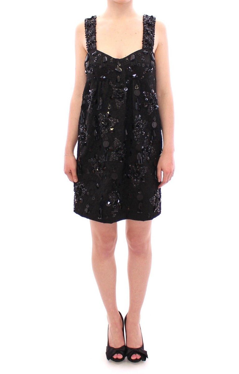 Black floral crystal embedded dress - coffeewithmee2Dolce & GabbanaP0636S