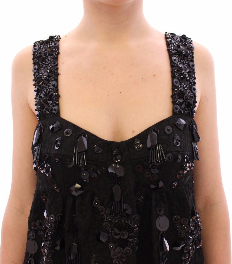 Black floral crystal embedded dress - coffeewithmee2Dolce & GabbanaP0636S