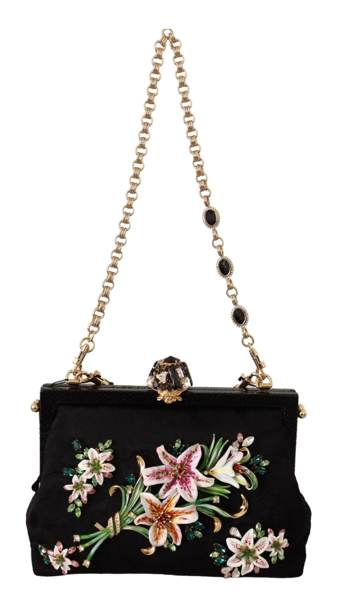 Black Floral Crystal Shoulder Borse VANDA Purse - coffeewithmee2Dolce & GabbanaP0392S