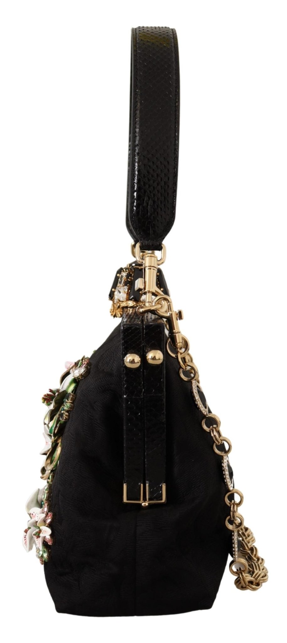 Black Floral Crystal Shoulder Borse VANDA Purse - coffeewithmee2Dolce & GabbanaP0392S