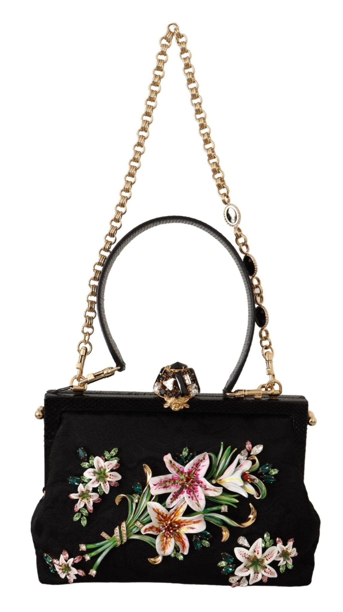 Black Floral Crystal Shoulder Borse VANDA Purse - coffeewithmee2Dolce & GabbanaP0392S