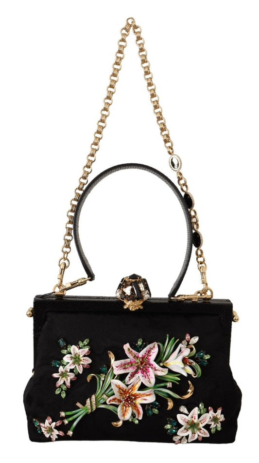 Black Floral Crystal Shoulder Borse VANDA Purse - coffeewithmee2Dolce & GabbanaP0392S