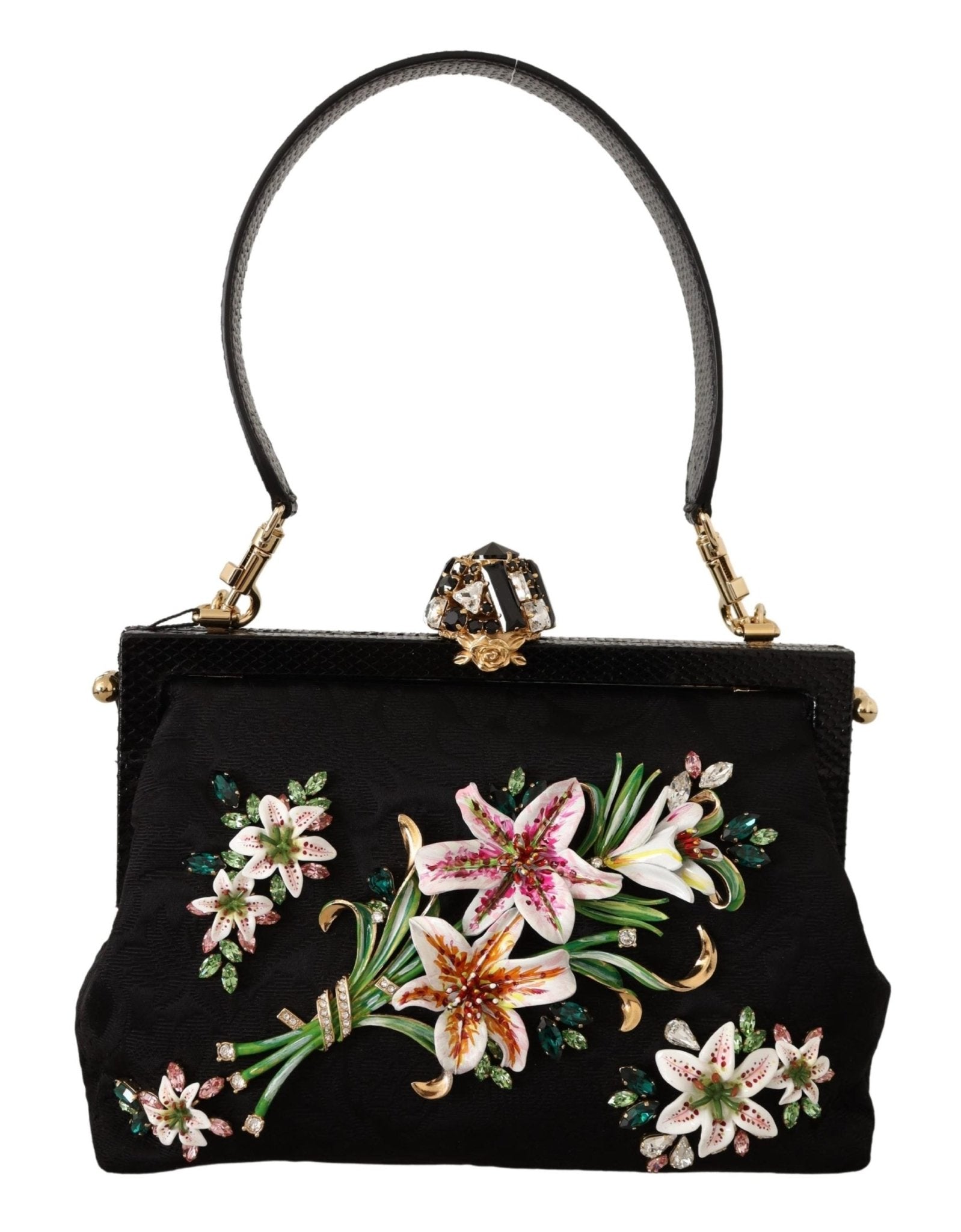 Black Floral Crystal Shoulder Borse VANDA Purse - coffeewithmee2Dolce & GabbanaP0392S