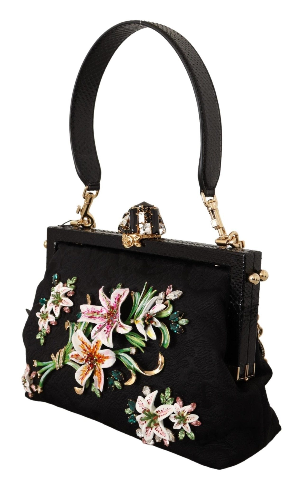 Black Floral Crystal Shoulder Borse VANDA Purse - coffeewithmee2Dolce & GabbanaP0392S