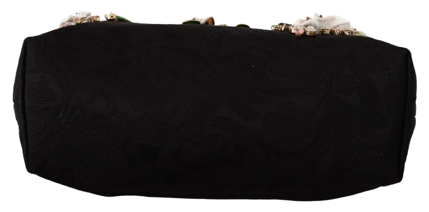 Black Floral Crystal Shoulder Borse VANDA Purse - coffeewithmee2Dolce & GabbanaP0392S