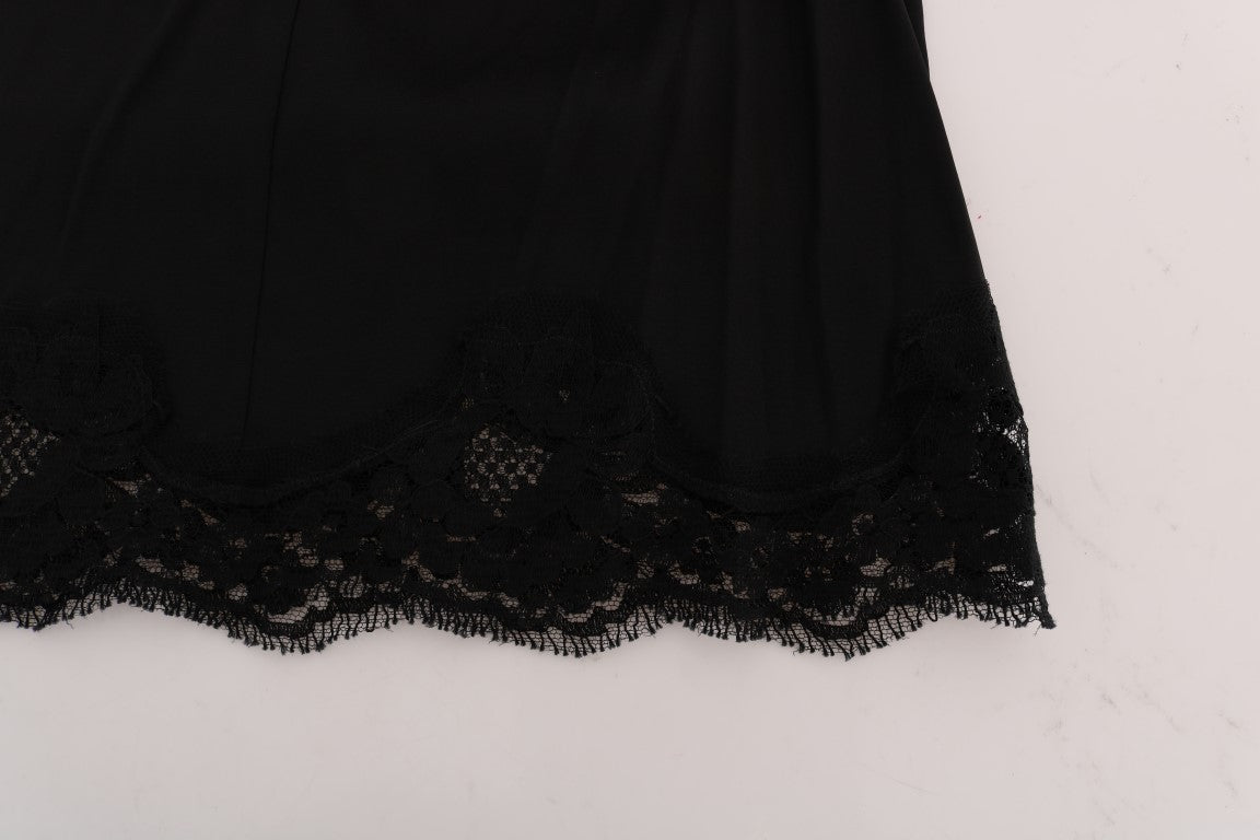 Black Floral Cutout Lace A-Line Skirt - coffeewithmee2Dolce & GabbanaP2028S