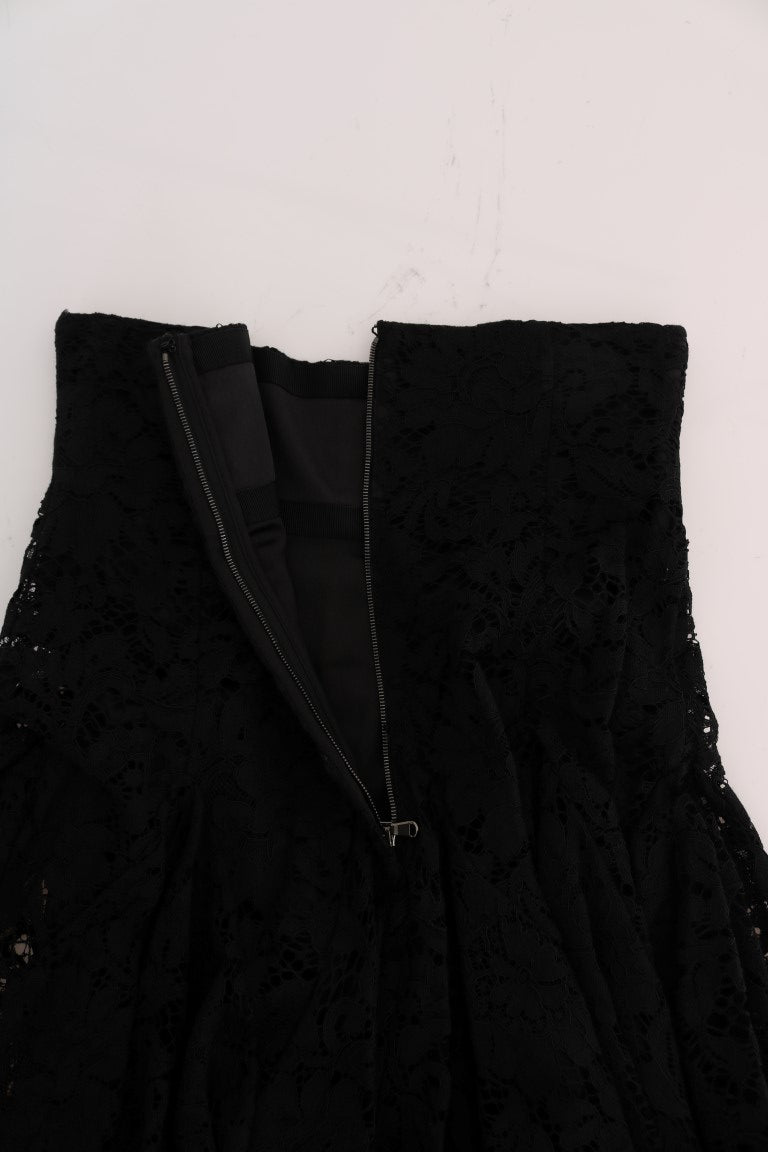 Black Floral Cutout Lace A-Line Skirt - coffeewithmee2Dolce & GabbanaP2028S