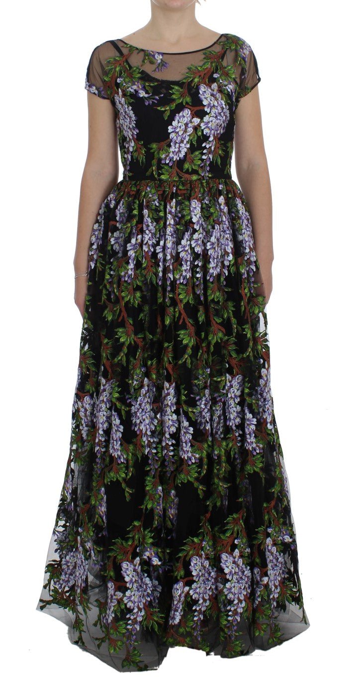 Black Floral Embroidered Full Maxi Dress - coffeewithmee2Dolce & GabbanaP1141S