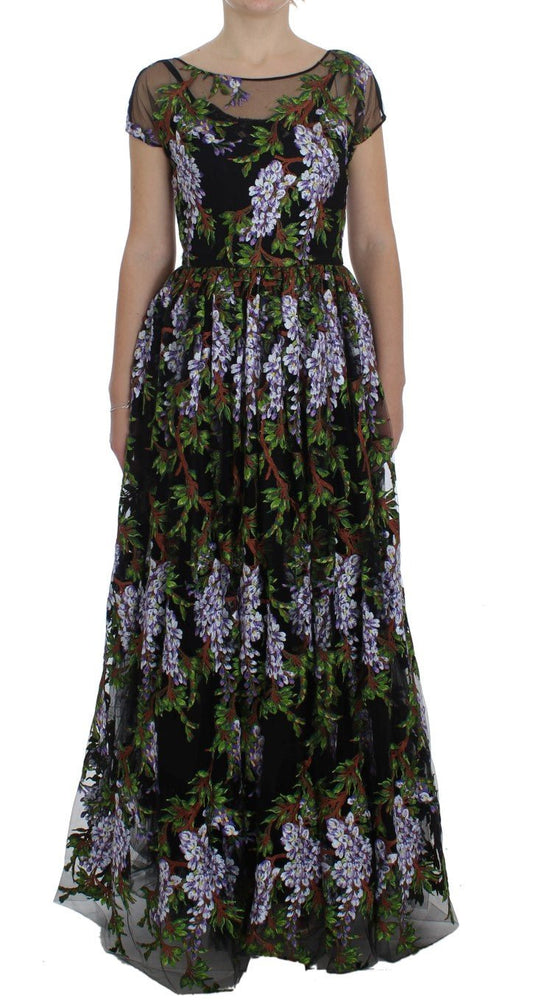 Black Floral Embroidered Full Maxi Dress - coffeewithmee2Dolce & GabbanaP1141S