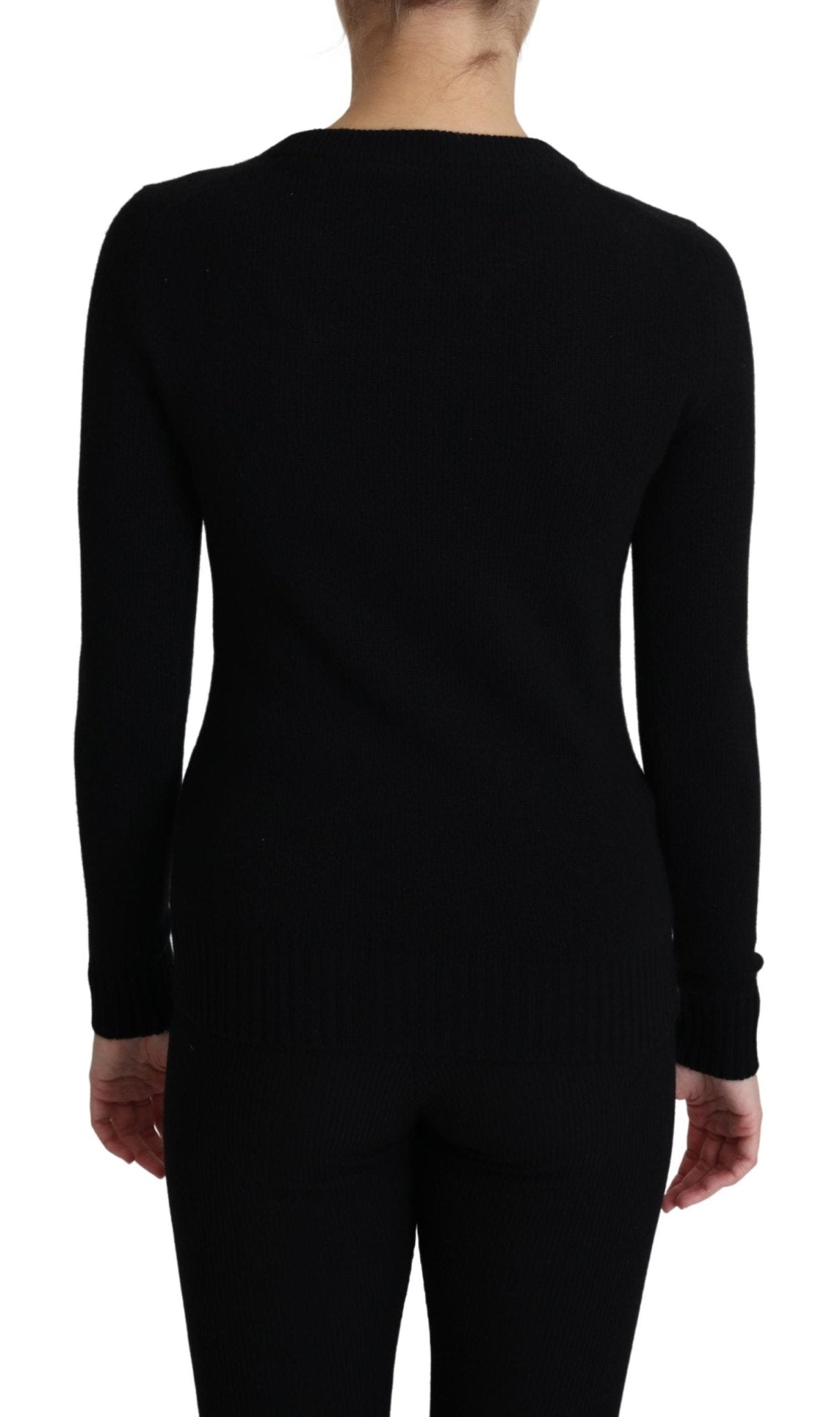 Black Floral Embroidery Wool Pullover Sweater - coffeewithmee2Dolce & GabbanaP3836S