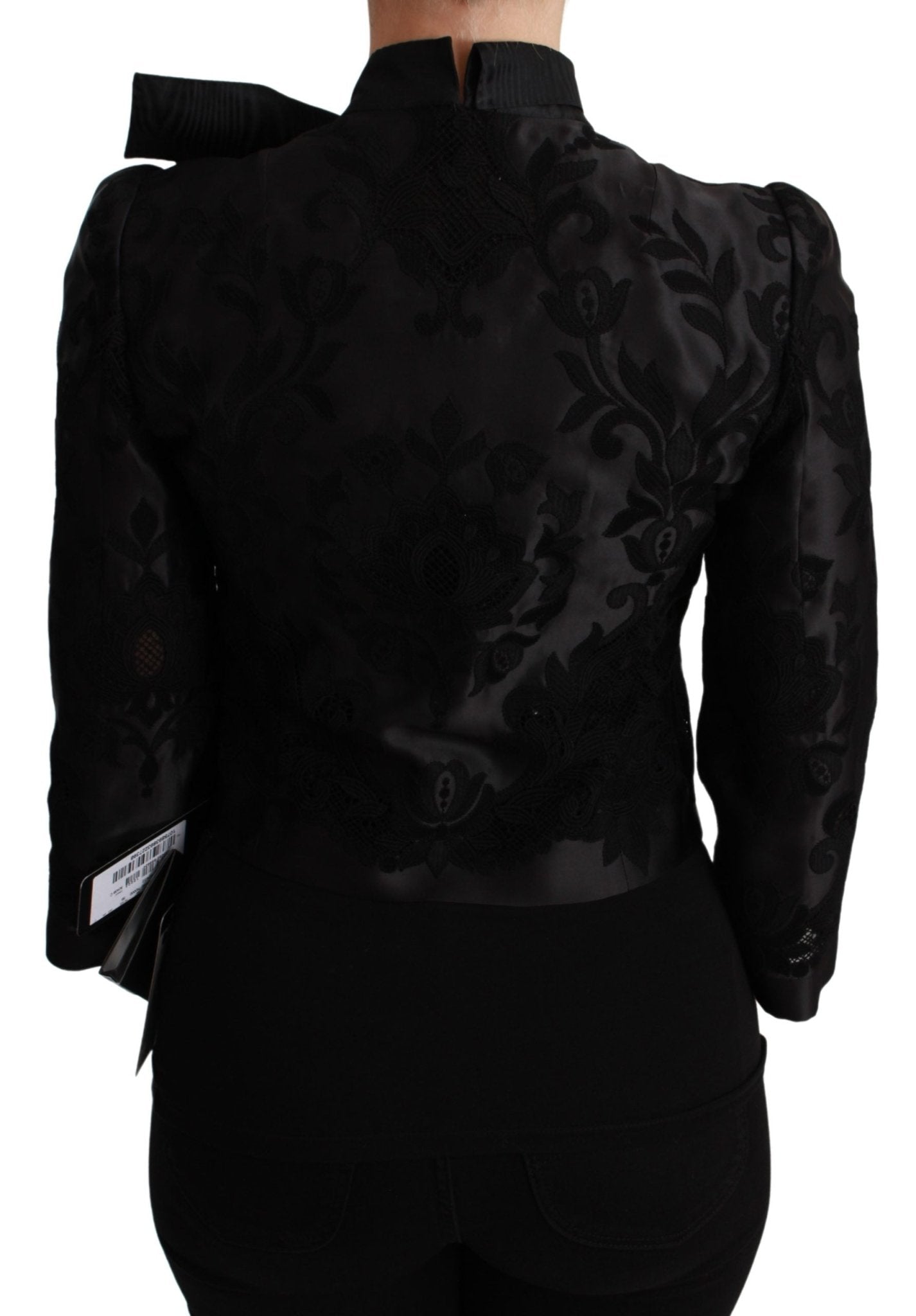 Black Floral Jacquard Blazer Silk Jacket - coffeewithmee2Dolce & GabbanaP3065S