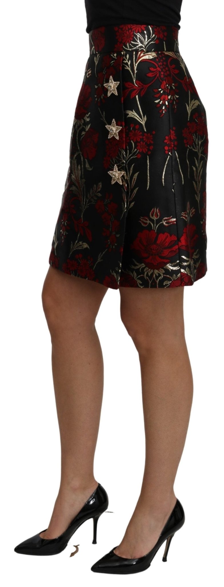 Black Floral Jacquard High Waist A-line Mini Skirt - coffeewithmee2Dolce & GabbanaP3240S