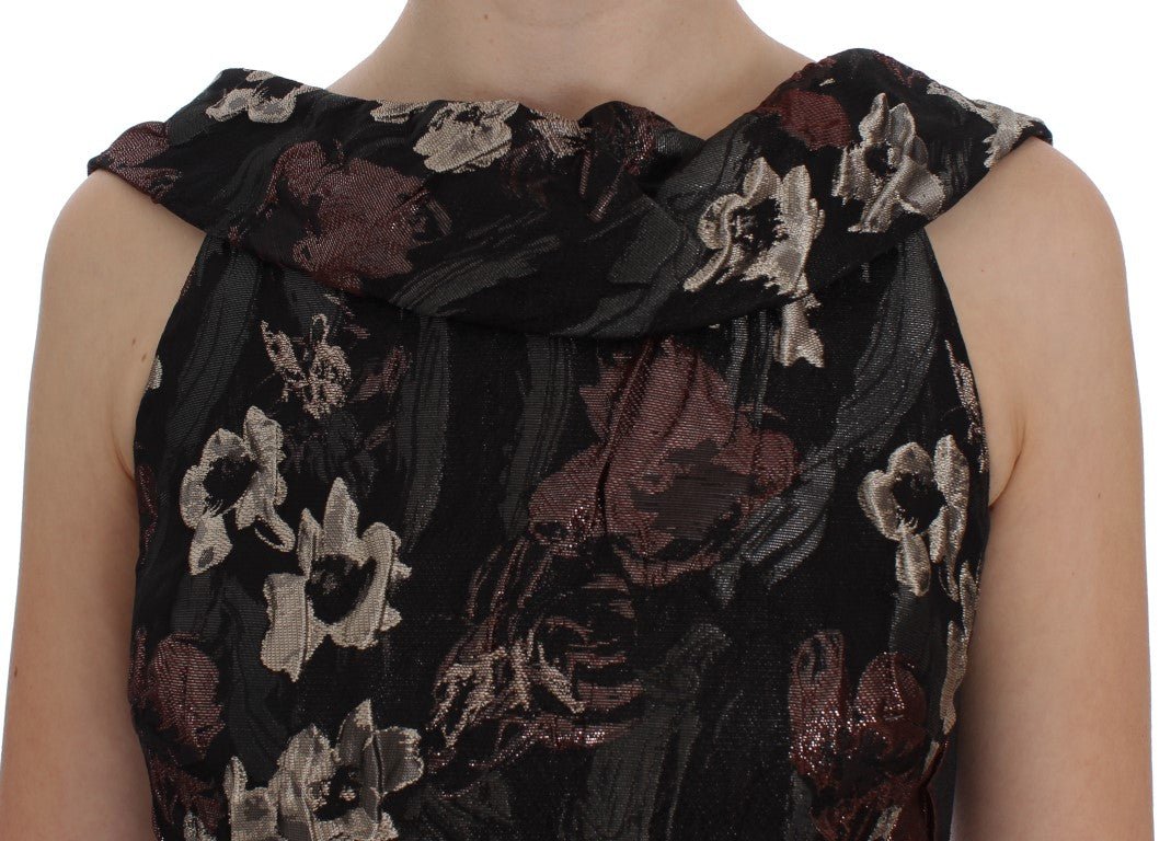 Black Floral Jacquard Sheath Gown Dress - coffeewithmee2Dolce & GabbanaP1142S