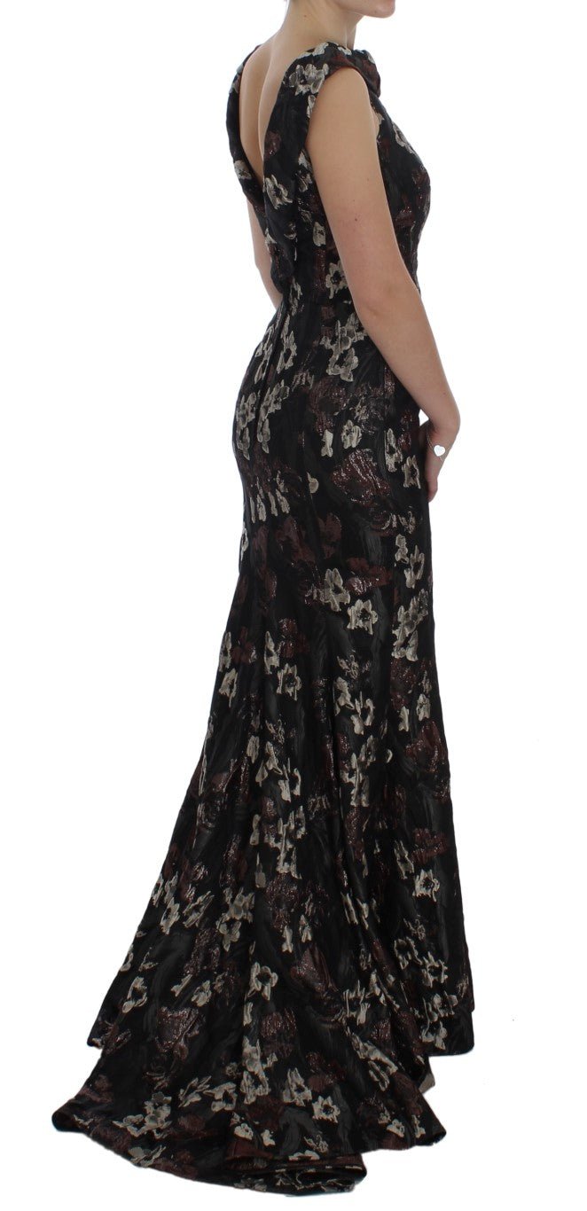Black Floral Jacquard Sheath Gown Dress - coffeewithmee2Dolce & GabbanaP1142S