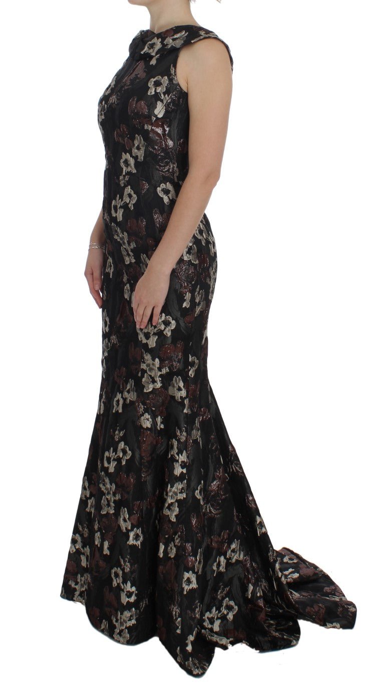 Black Floral Jacquard Sheath Gown Dress - coffeewithmee2Dolce & GabbanaP1142S