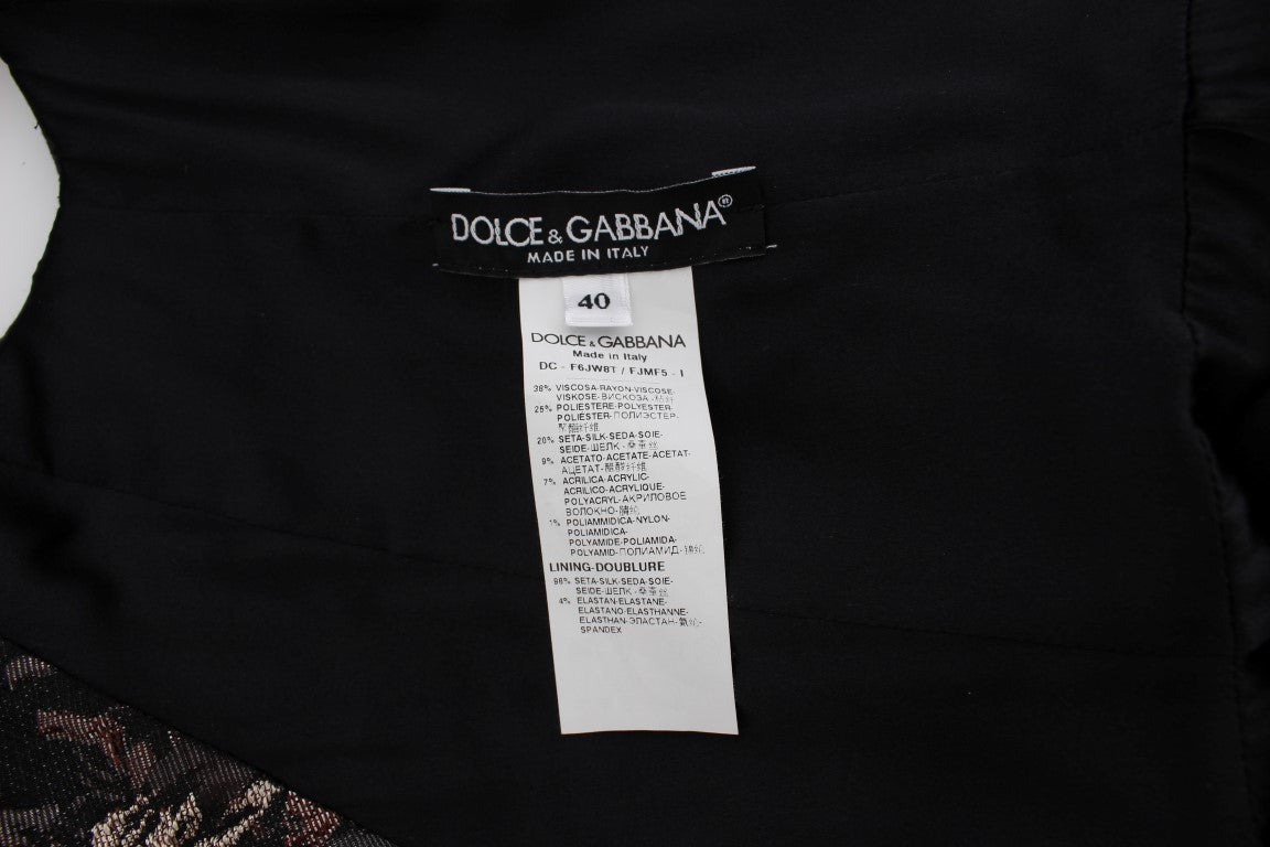 Black Floral Jacquard Sheath Gown Dress - coffeewithmee2Dolce & GabbanaP1142S